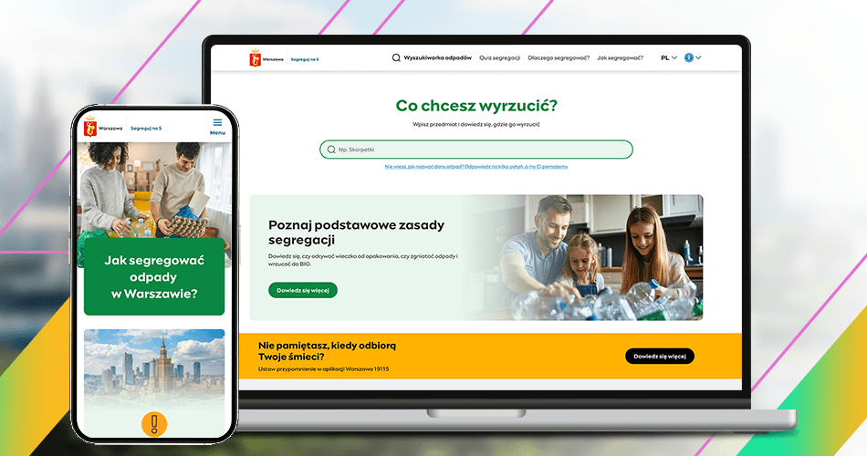 Segregacja odpadów na piątkę? GoldenGrid przygotowało redesign serwisu dla m. st. Warszawa