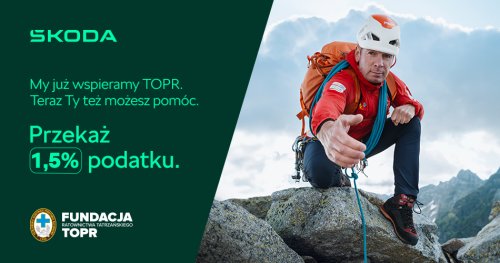 Łączymy siły ze Škoda i TOPR. Kampania „Przekaż 1,5% na Fundację TOPR”.